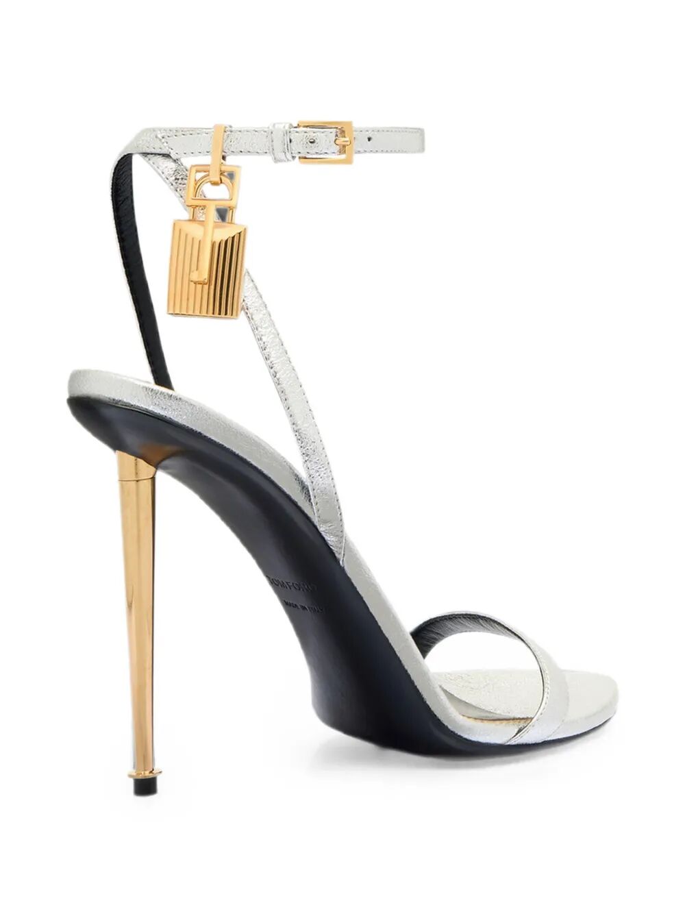 Tom Ford Women Laminated Nappa Leather Padlock Pointy Naked Sandals TOM FORD