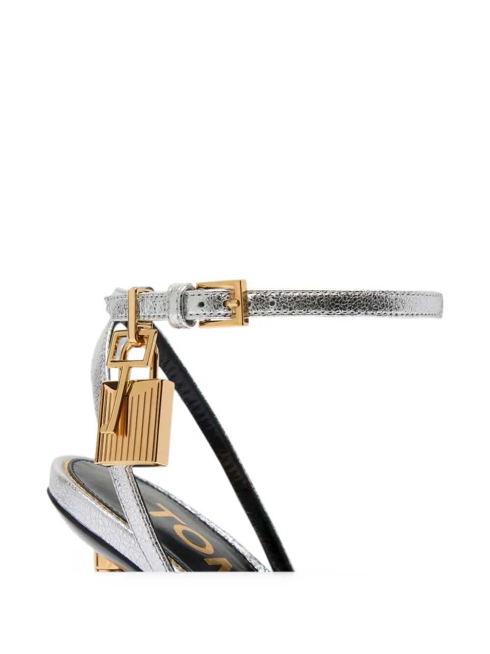 Tom Ford Women Laminated Nappa Leather Padlock Pointy Naked Sandals TOM FORD