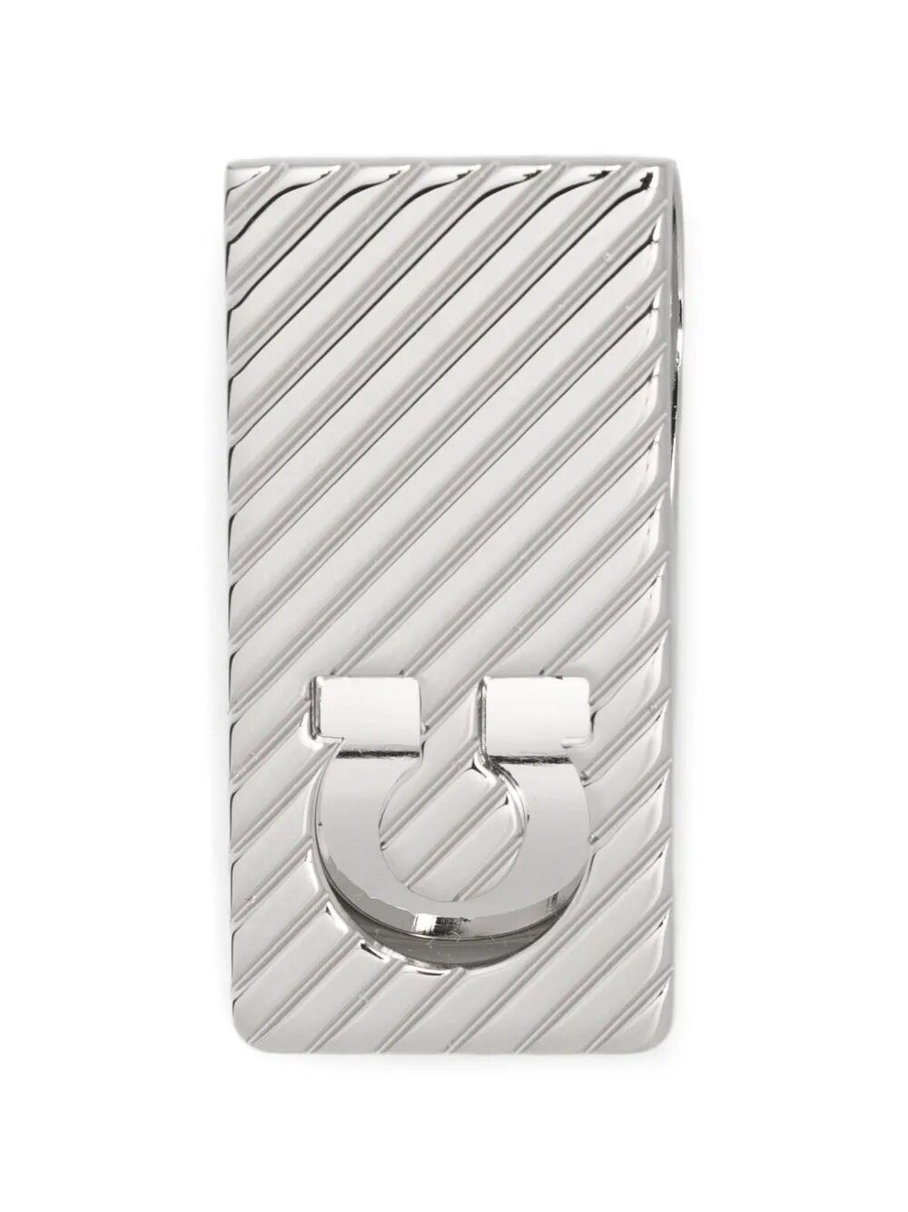 Ferragamo Men Guilloche Diagonal Stripe Money Clip FERRAGAMO