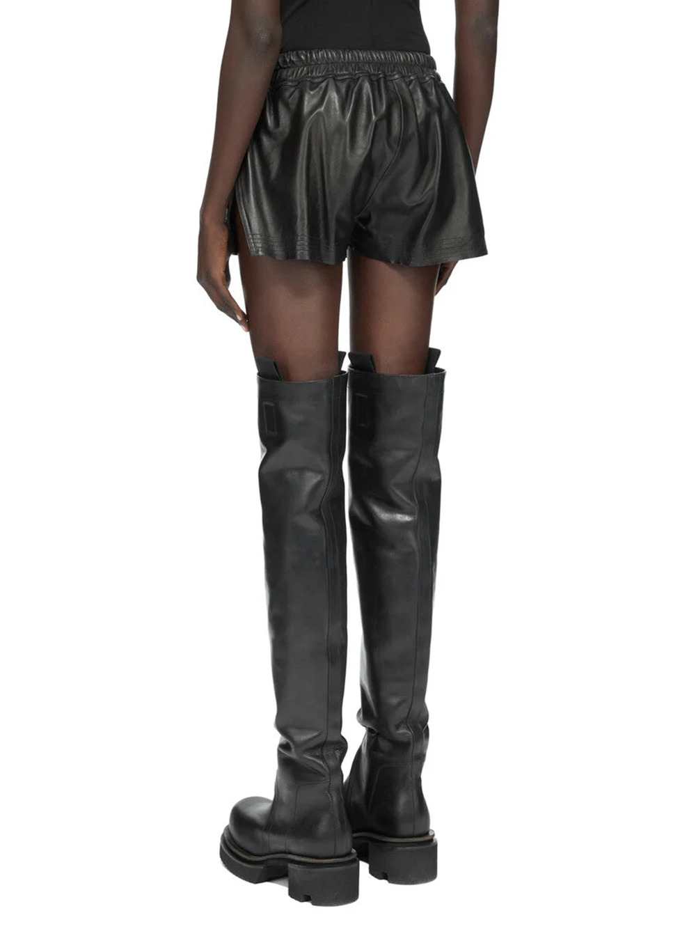 Rick Owens Women Leather Shorts - Fog Boxers RICK OWENS
