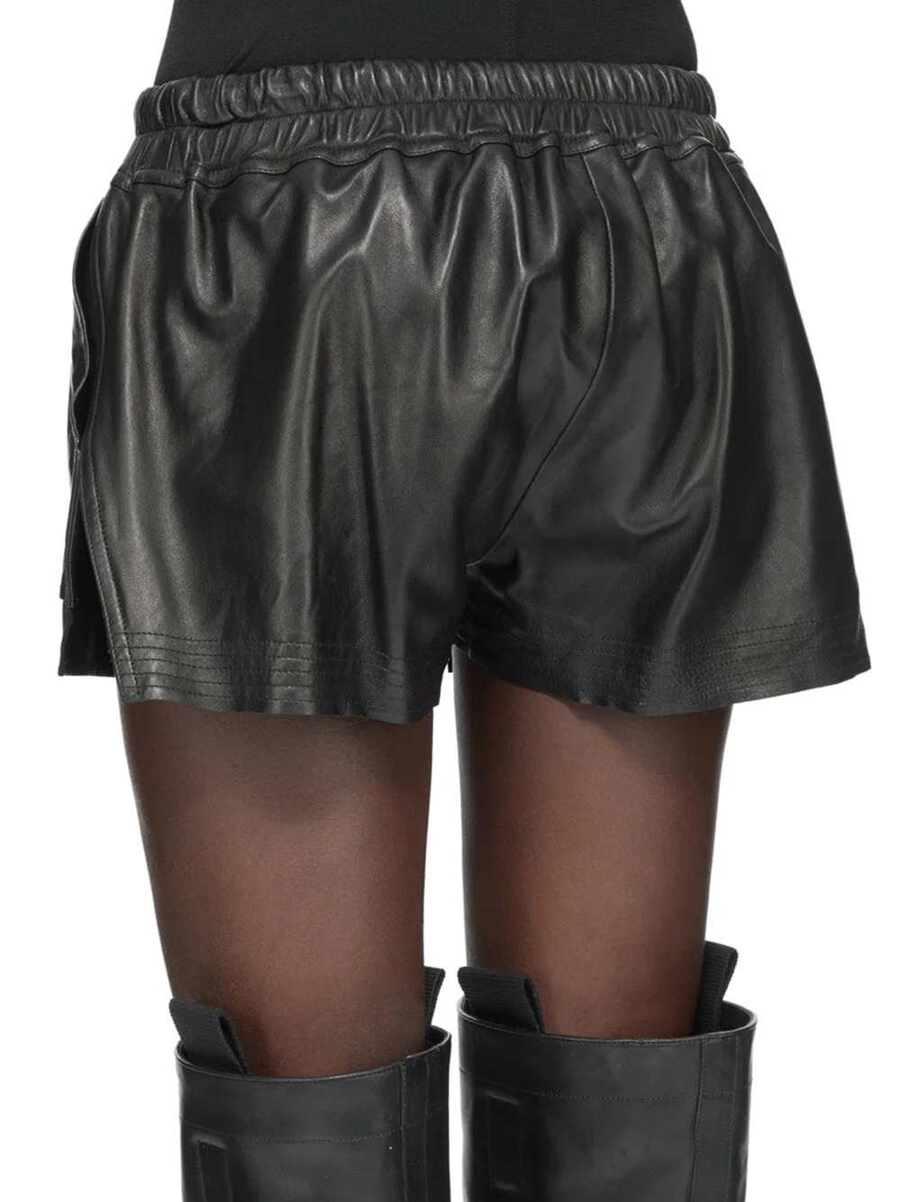 Rick Owens Women Leather Shorts - Fog Boxers RICK OWENS