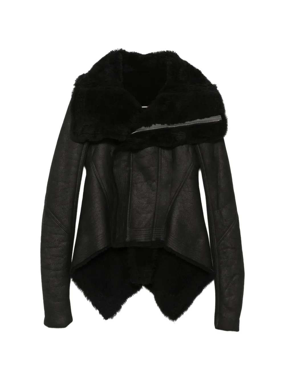 Rick Owens Women Naska Asymmetric Jacket With Shearling Trim RICK OWENS