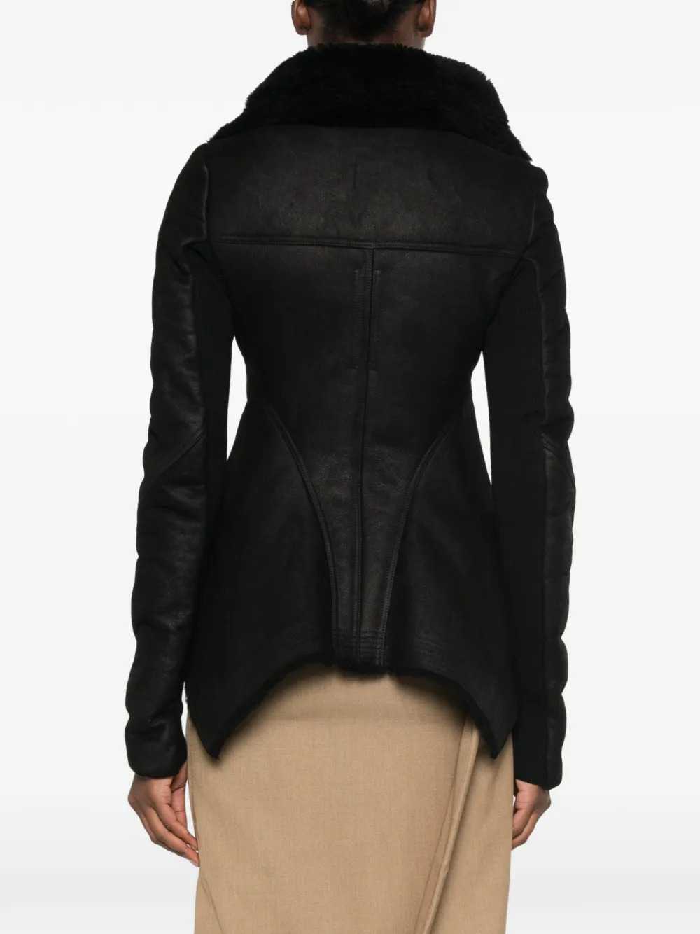 Rick Owens Women Naska Asymmetric Jacket With Shearling Trim RICK OWENS