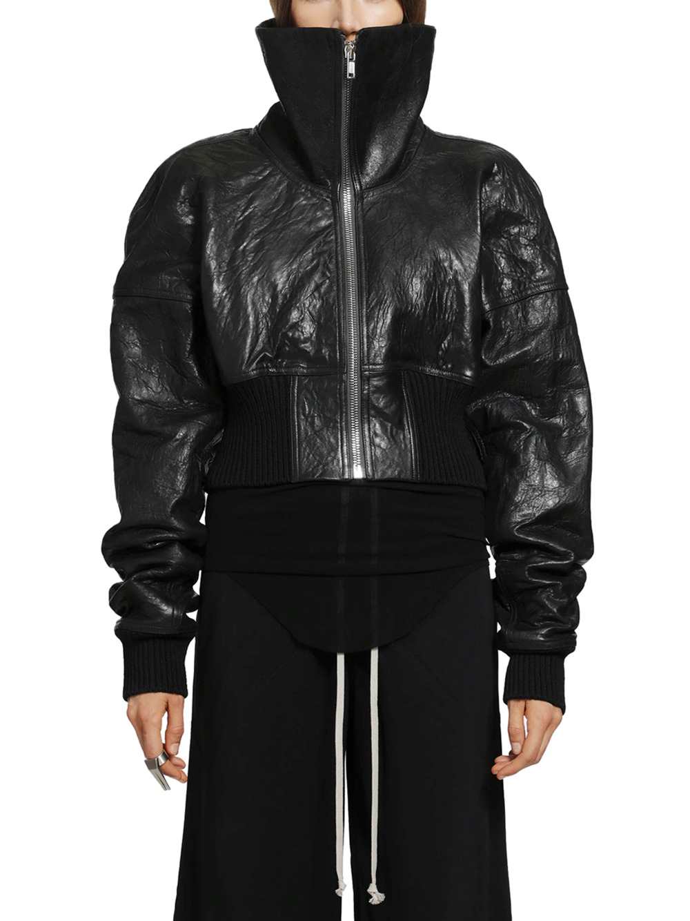 Rick Owens Women Padded Leather Bomber Jacket - Dracuflight Cropped