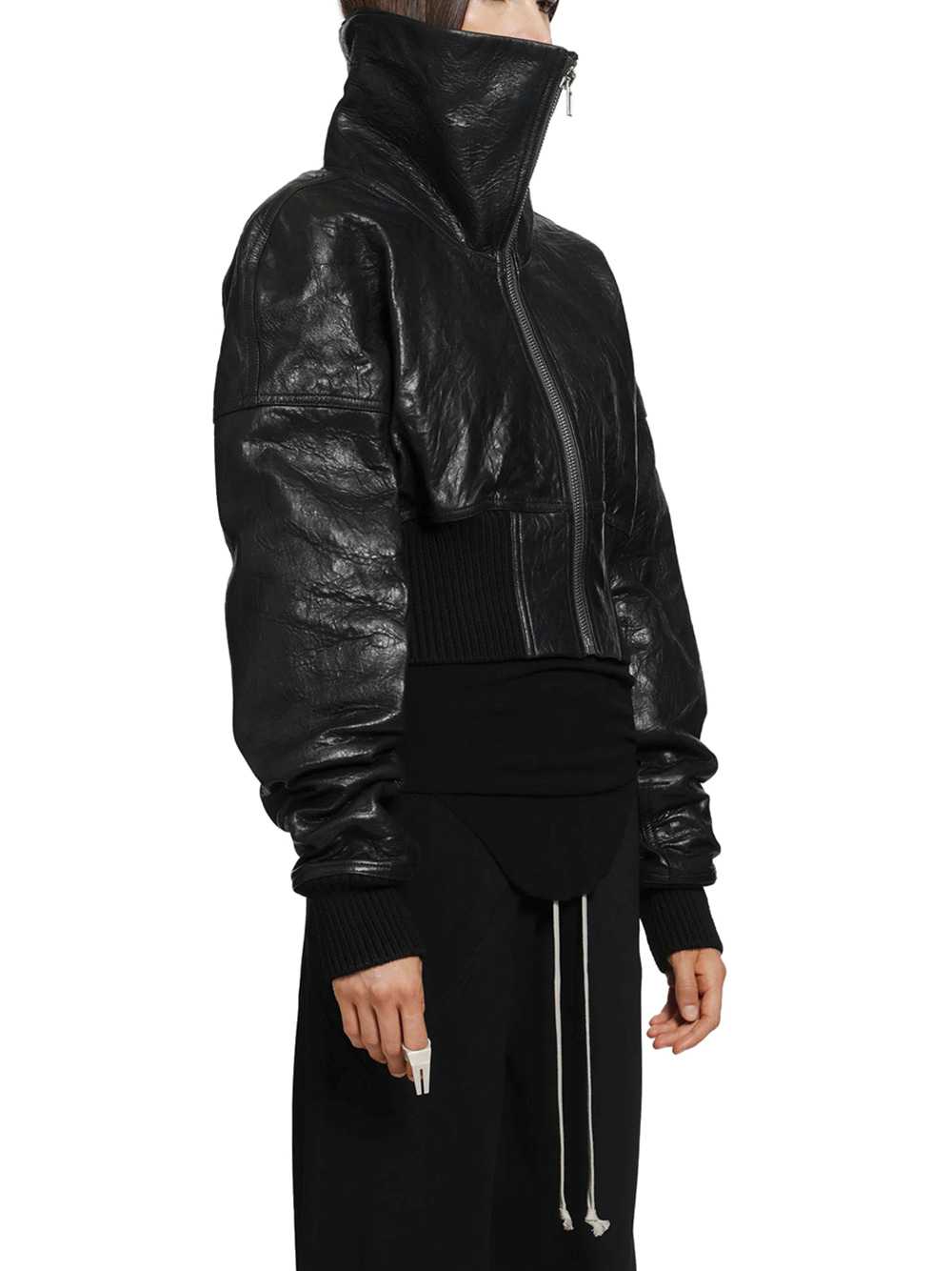 Rick Owens Women Padded Leather Bomber Jacket - Dracuflight Cropped