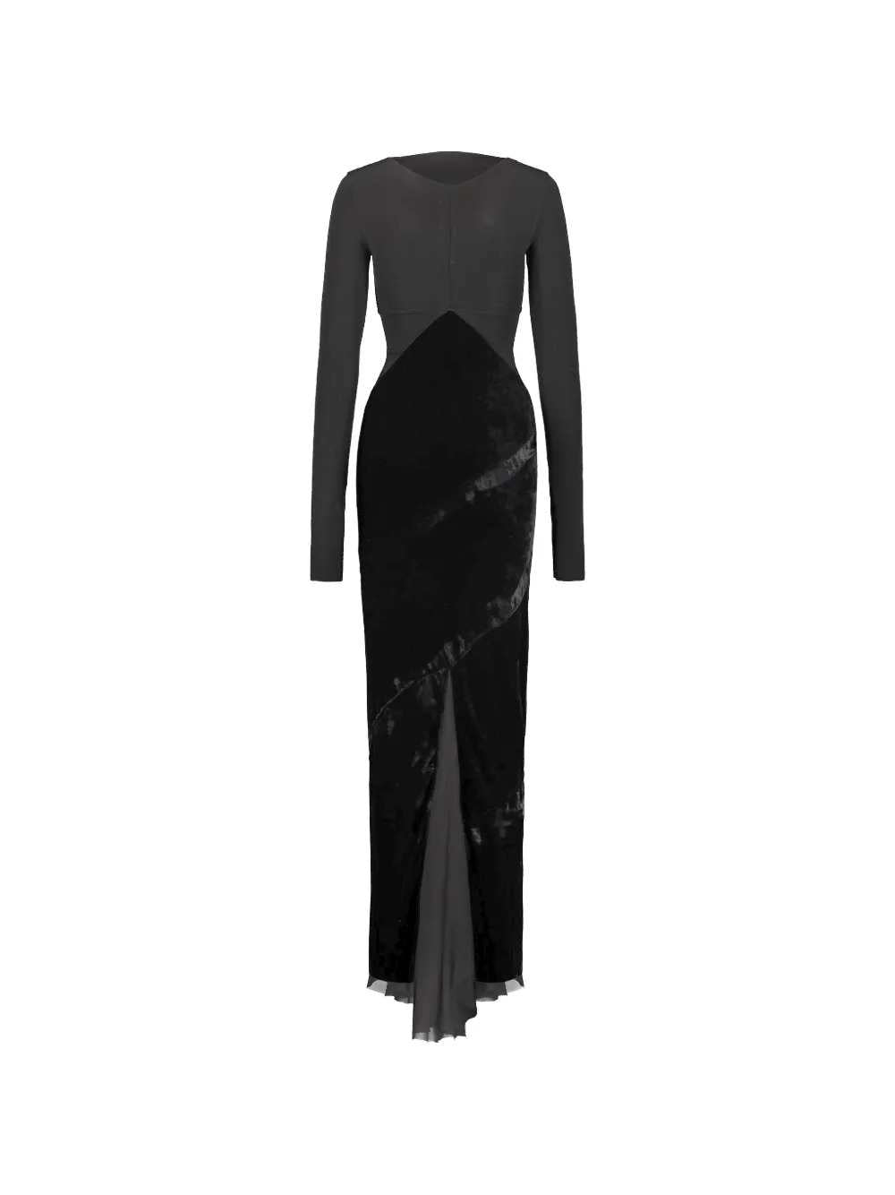 Rick Owens Women Long-Sleeved Maxi Dress With Velvet Inserts RICK OWENS
