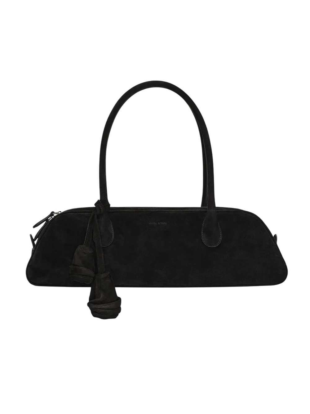 Magda Butrym Women Brigitte Trapeze Bag In Black Suede With Flower Charm MAGDA BUTRYM