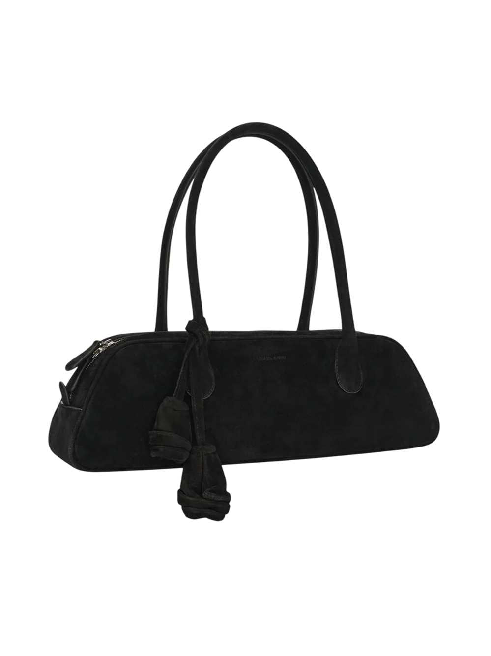 Magda Butrym Women Brigitte Trapeze Bag In Black Suede With Flower Charm MAGDA BUTRYM