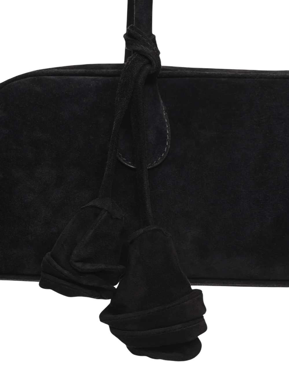 Magda Butrym Women Brigitte Trapeze Bag In Black Suede With Flower Charm MAGDA BUTRYM
