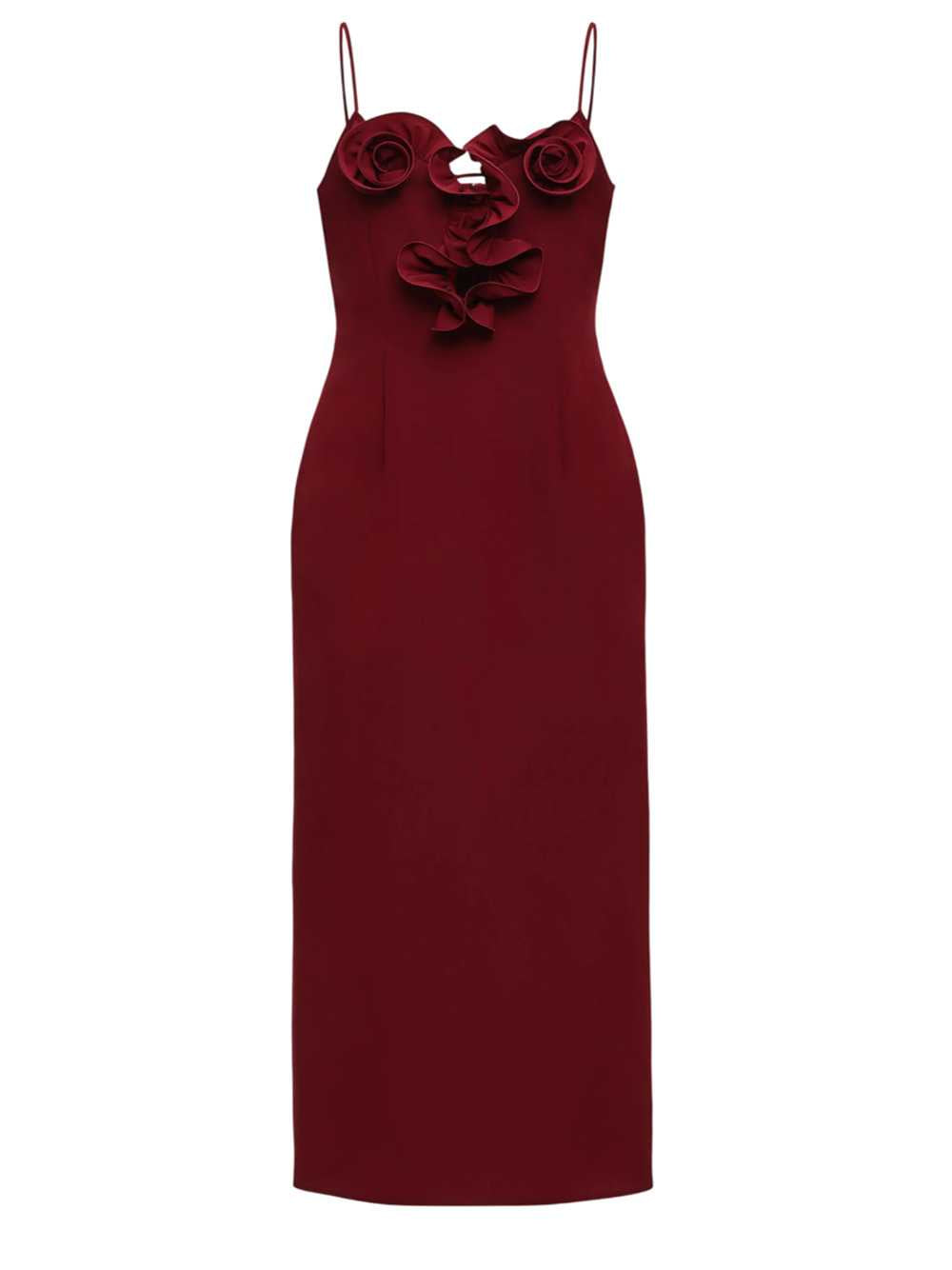 Magda Butrym Women Bordeaux Midi Beach Dress In Cotton And Silk With Floral Details. MAGDA BUTRYM
