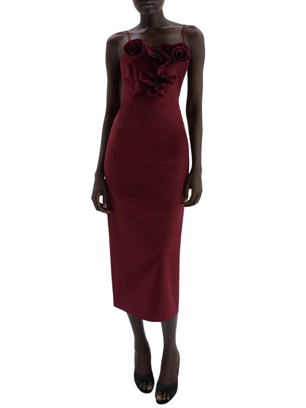 Magda Butrym Women Bordeaux Midi Beach Dress In Cotton And Silk With Floral Details. MAGDA BUTRYM