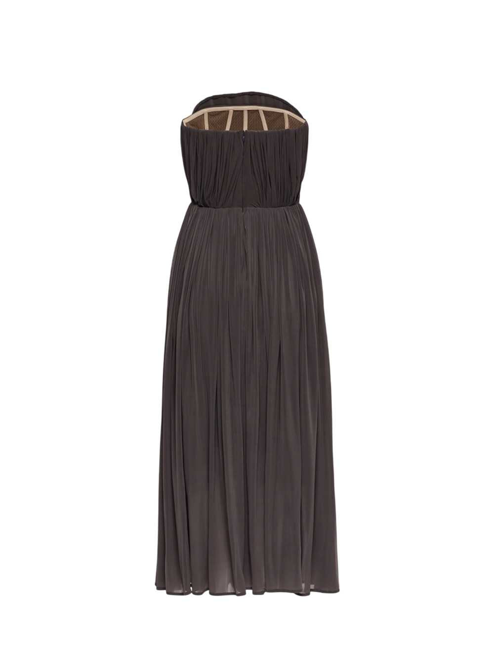 Magda Butrym Women Brown Strapless Pleated Corset Dress MAGDA BUTRYM