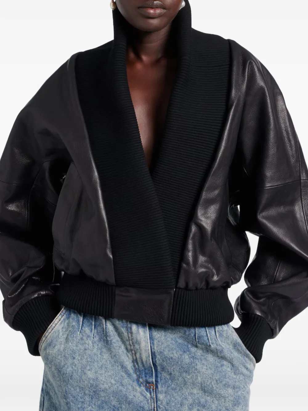 Magda Butrym Women Ribbed Leather Jacket MAGDA BUTRYM
