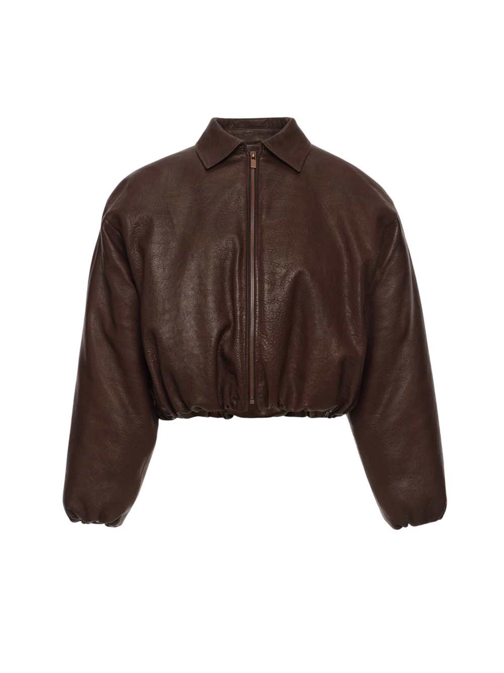 Magda Butrym Women Cropped Dark Brown Leather Bomber Jacket MAGDA BUTRYM