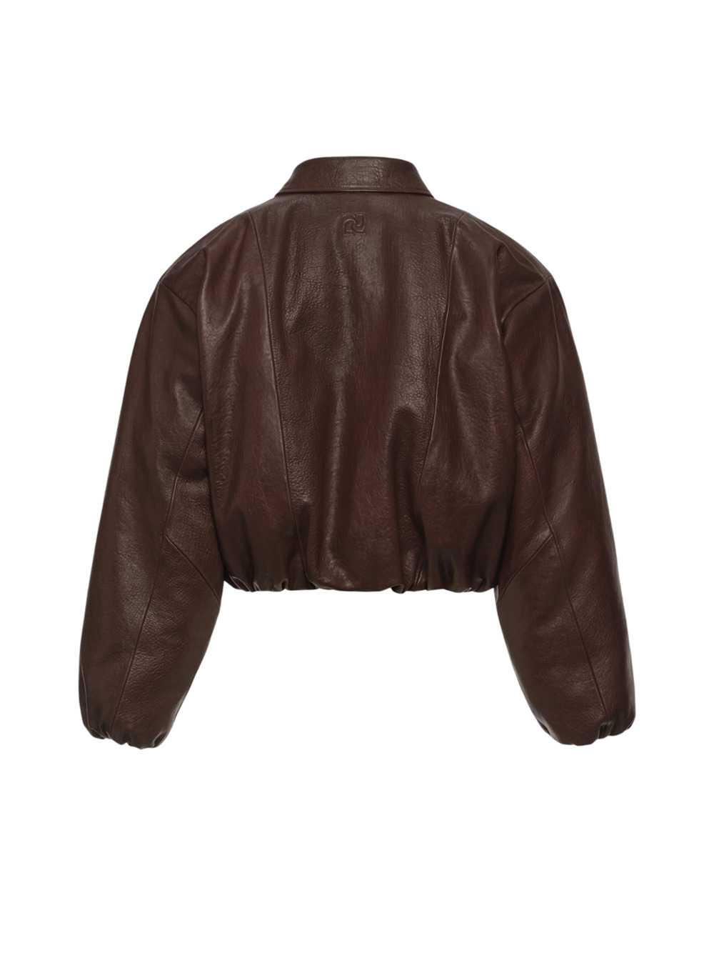 Magda Butrym Women Cropped Dark Brown Leather Bomber Jacket MAGDA BUTRYM