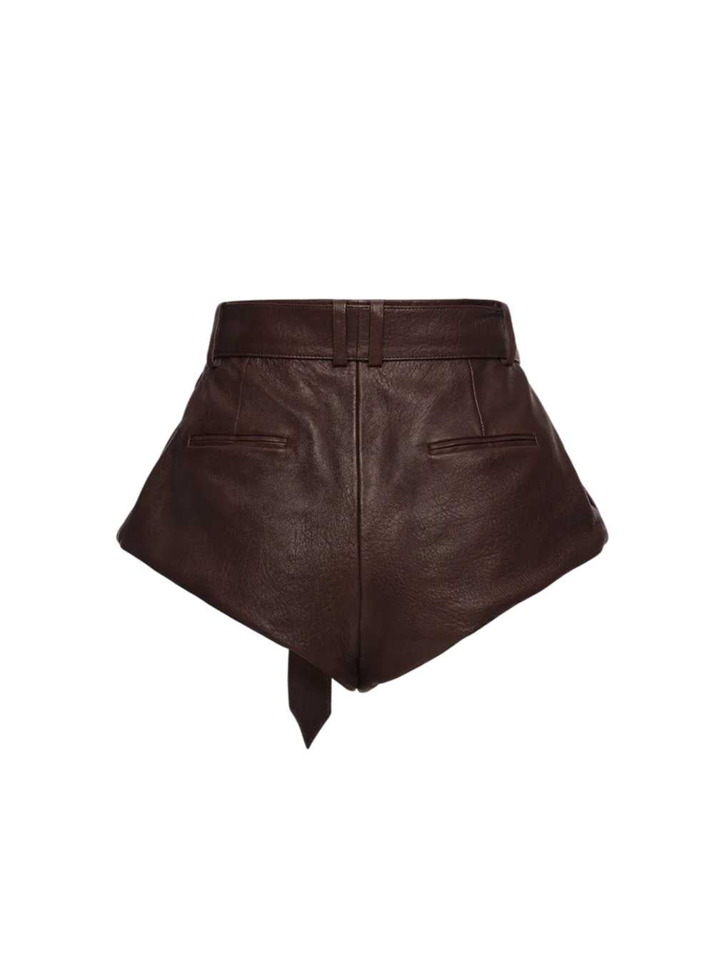 Magda Butrym Women Brown Leather Flared Shorts MAGDA BUTRYM