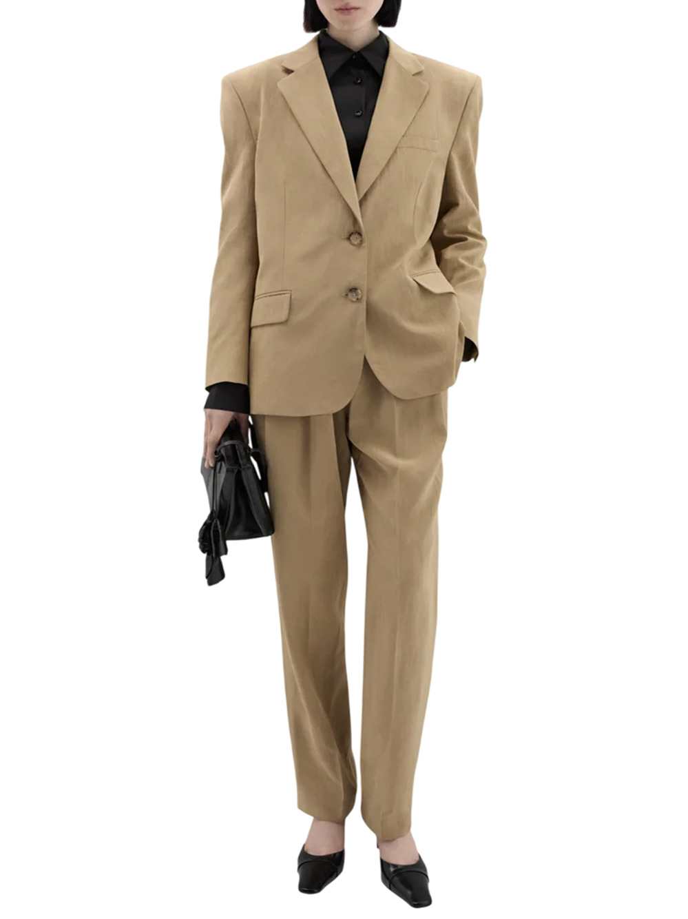 Magda Butrym Women Beige Tapered Trousers With Pleats MAGDA BUTRYM