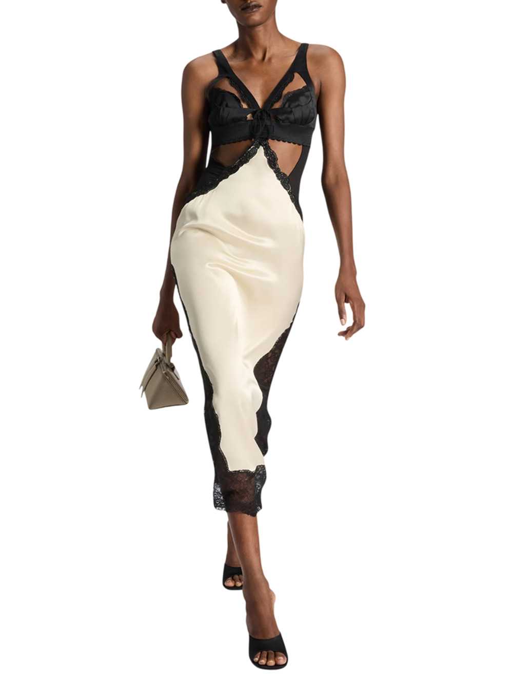The Attico Women Black And Ivory Midi Dress