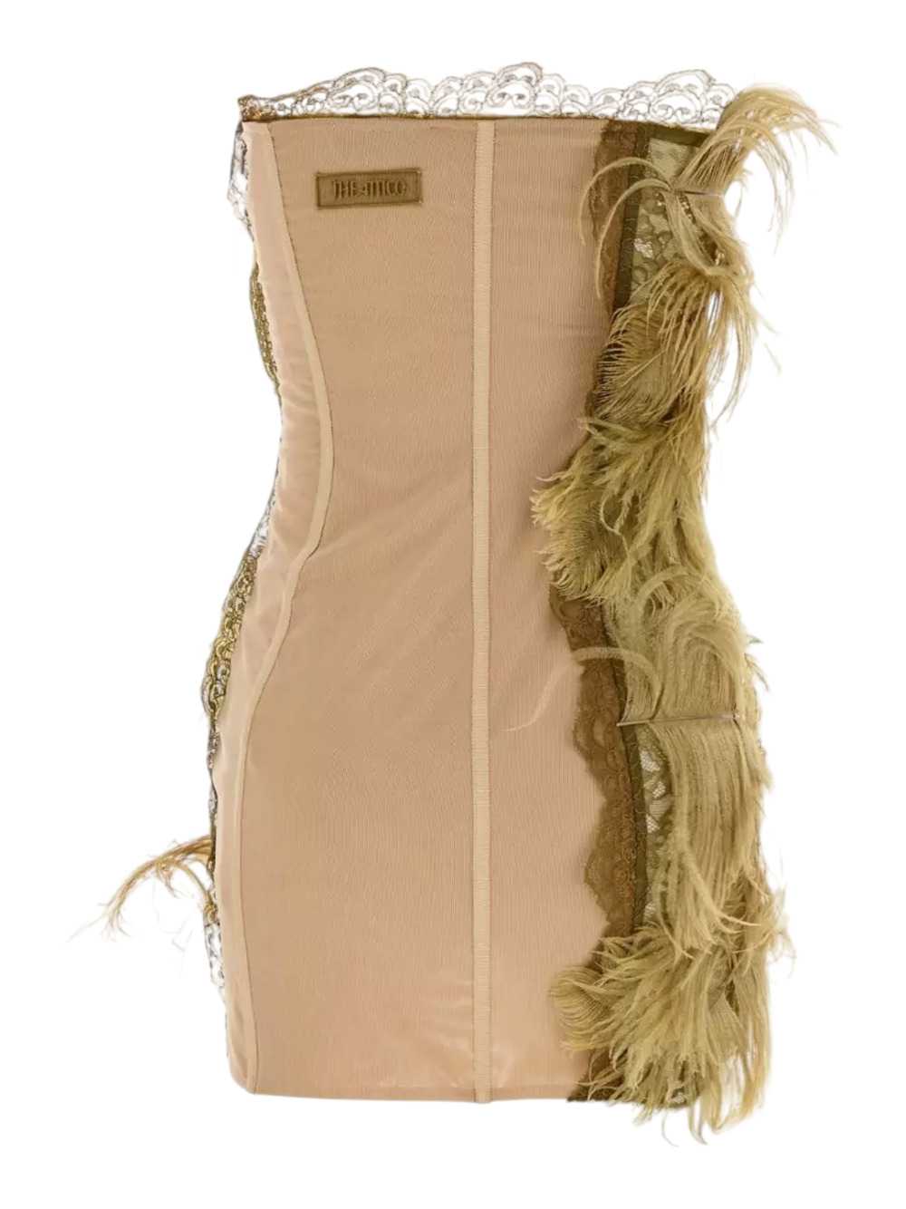 The Attico Women Strapless Lace And Mesh Mini Dress With Fringe THE ATTICO