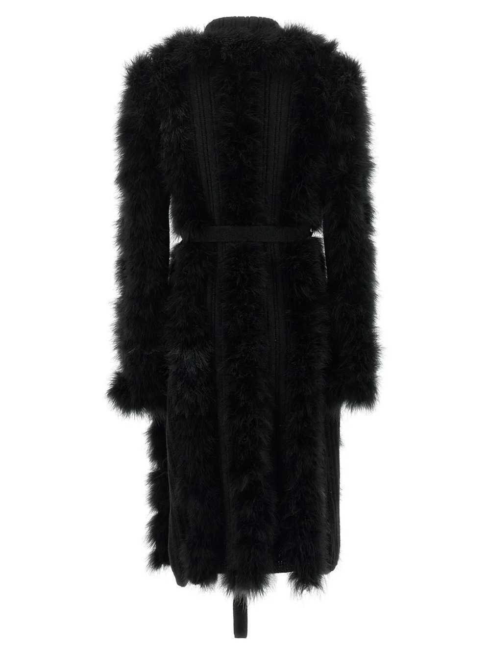The Attico Women Knitted Coat With Belt And Feather-Effect Trim THE ATTICO