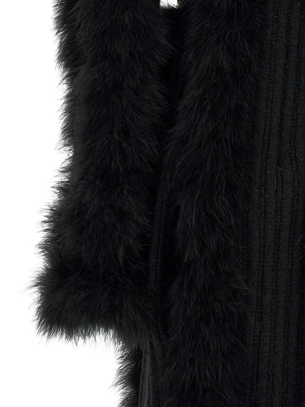 The Attico Women Knitted Coat With Belt And Feather-Effect Trim THE ATTICO
