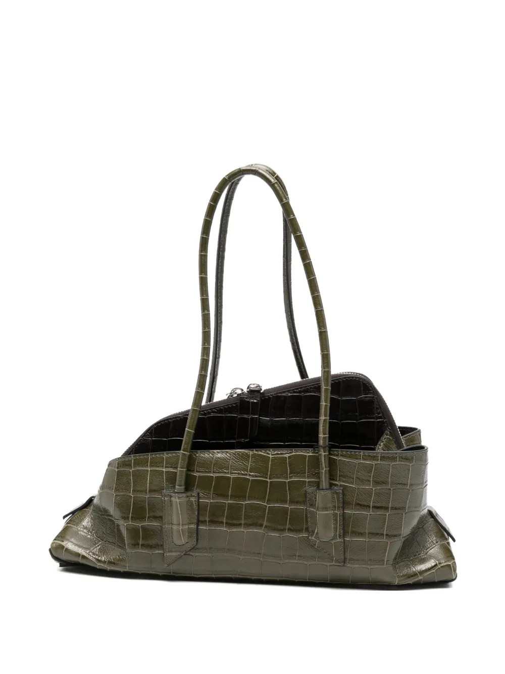 The Attico Women La Passeggiata Small Crocodile-Effect Shoulder Bag With Top Handle