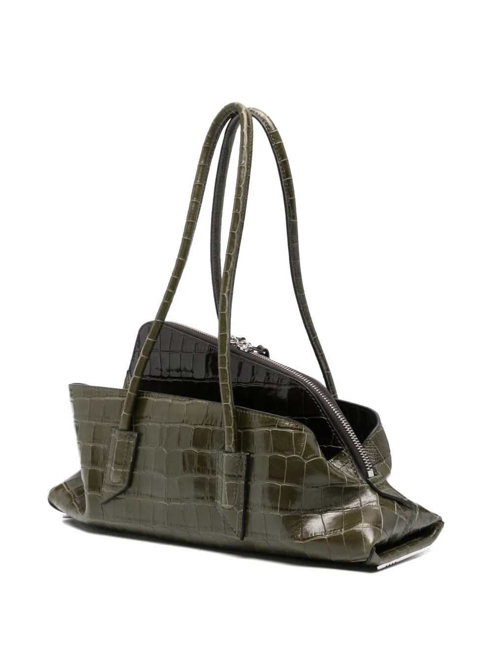 The Attico Women La Passeggiata Small Crocodile-Effect Shoulder Bag With Top Handle