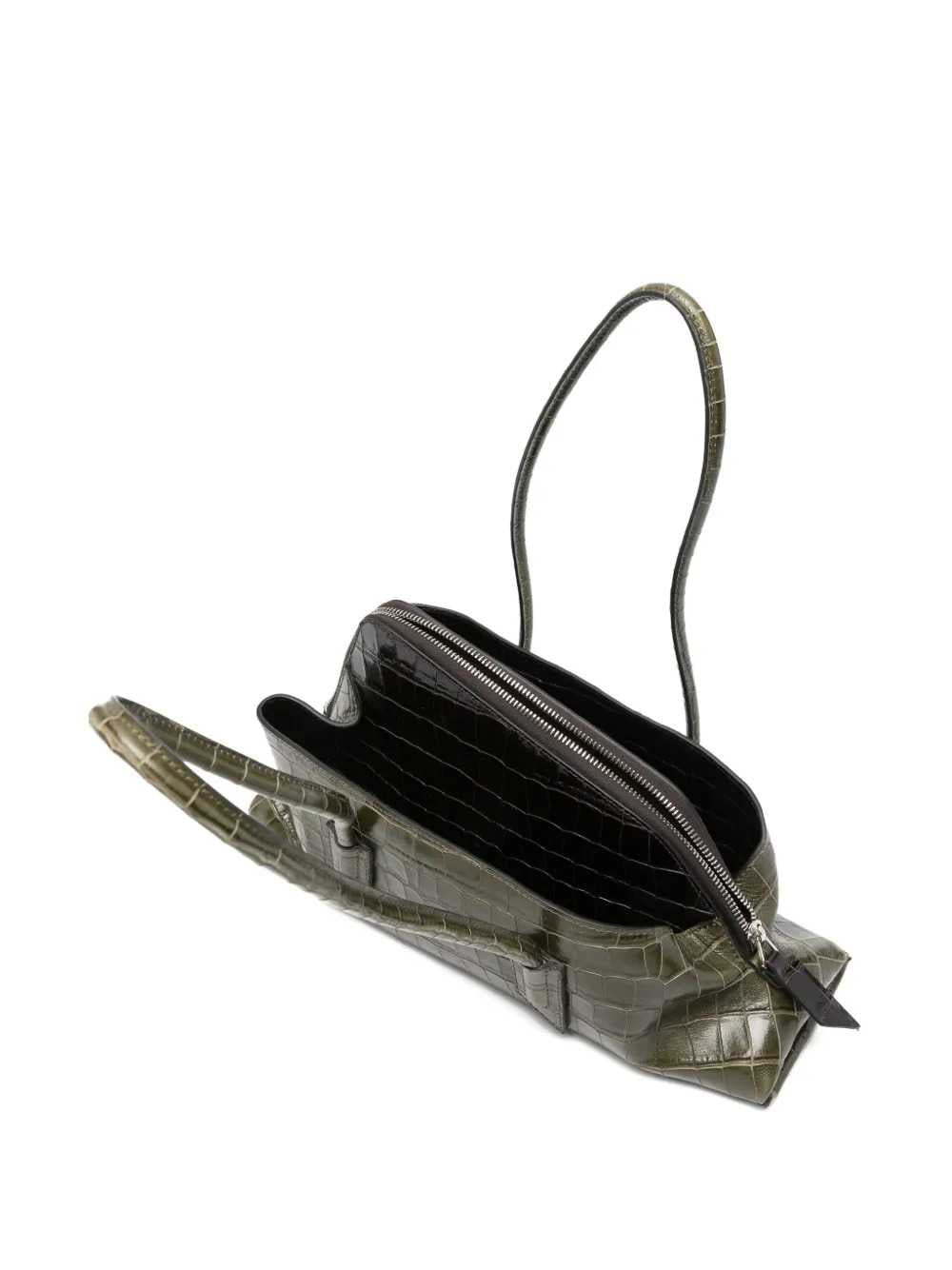 The Attico Women La Passeggiata Small Crocodile-Effect Shoulder Bag With Top Handle