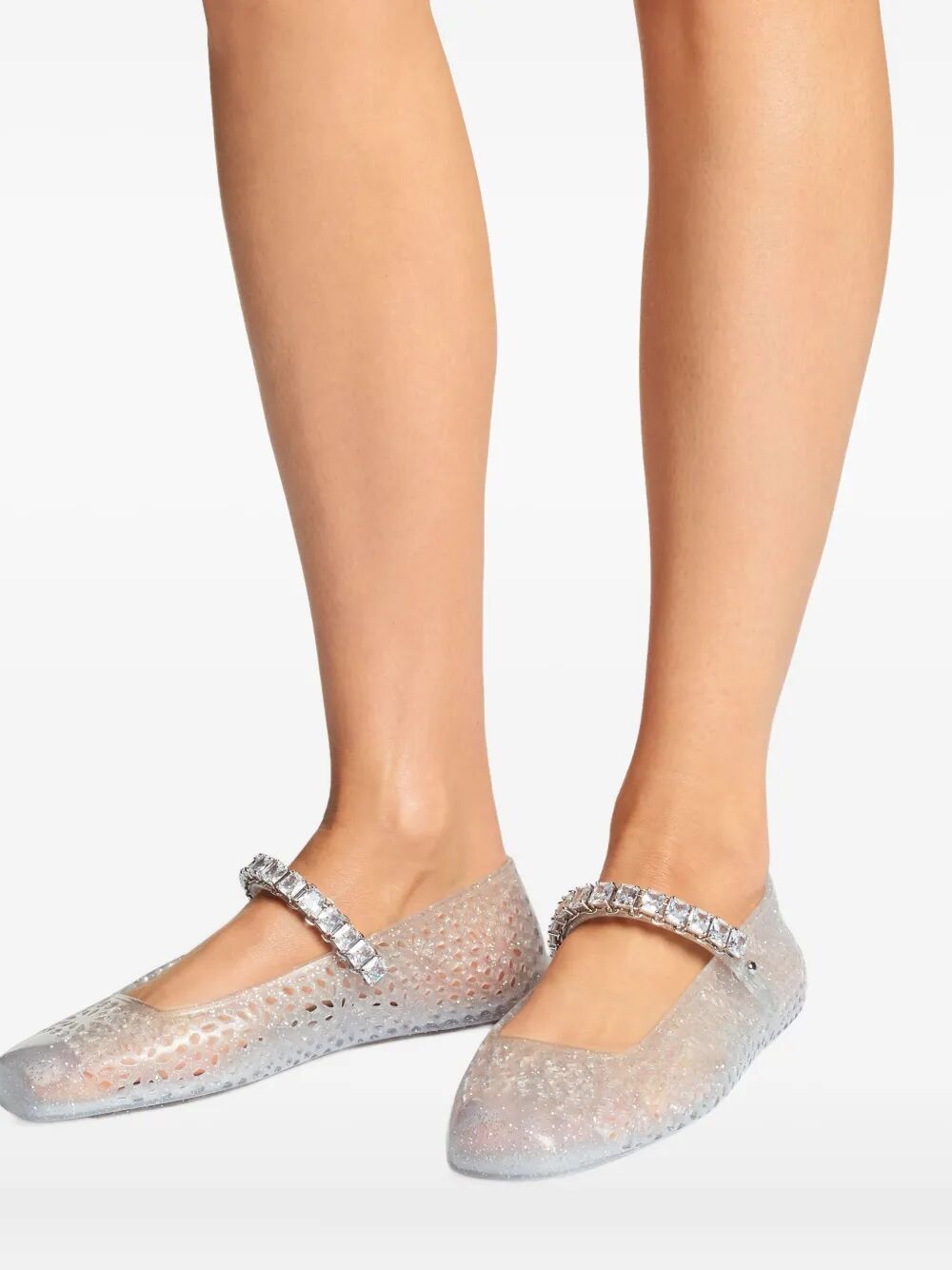 Jimmy Choo Women Clear Jelly Ballerina Flats With Crystal Embellishment JIMMY CHOO
