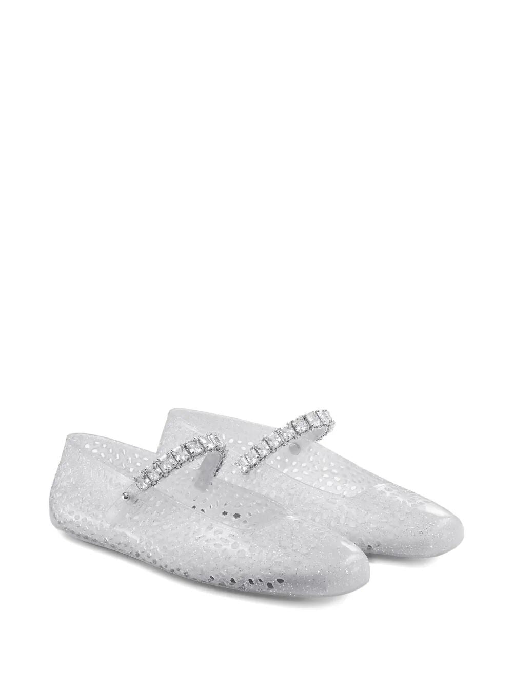 Jimmy Choo Women Clear Jelly Ballerina Flats With Crystal Embellishment JIMMY CHOO