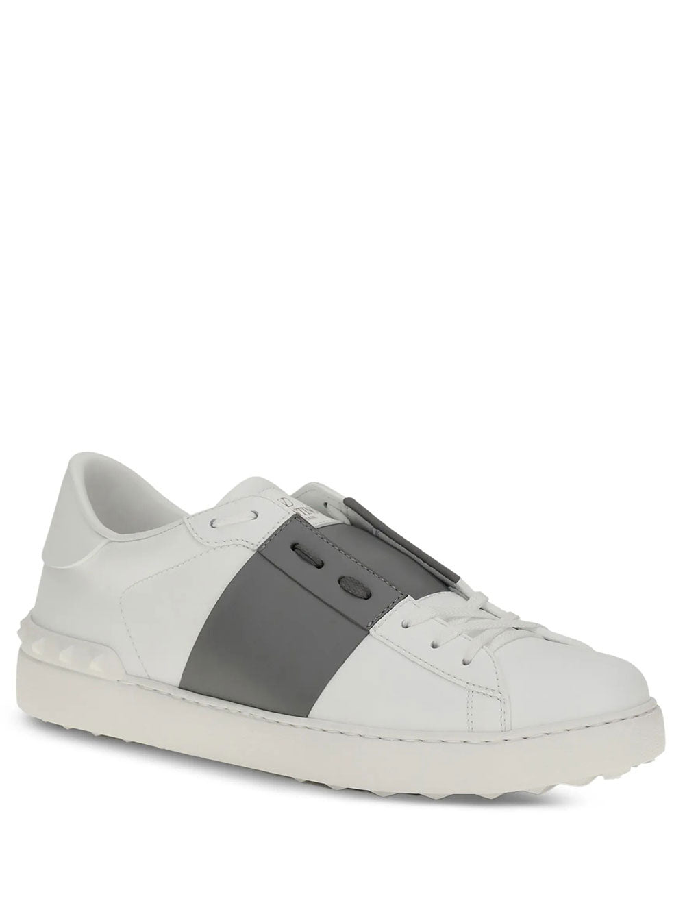 Valentino Garavani Men Open Leather Sneakers With Contrast Band And Stud Details VALENTINO GARAVANI