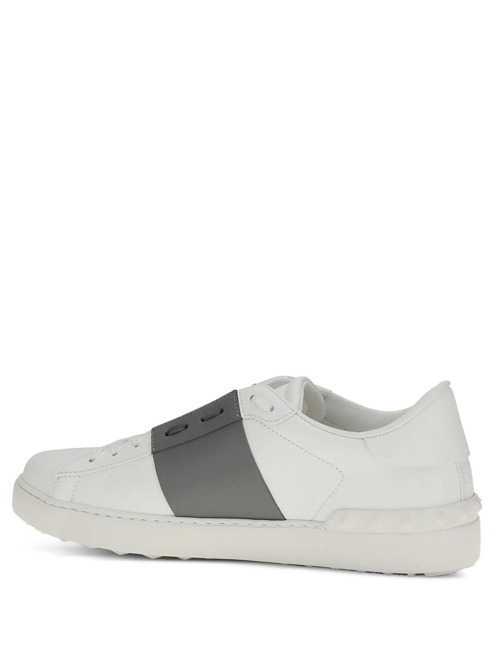 Valentino Garavani Men Open Leather Sneakers With Contrast Band And Stud Details VALENTINO GARAVANI