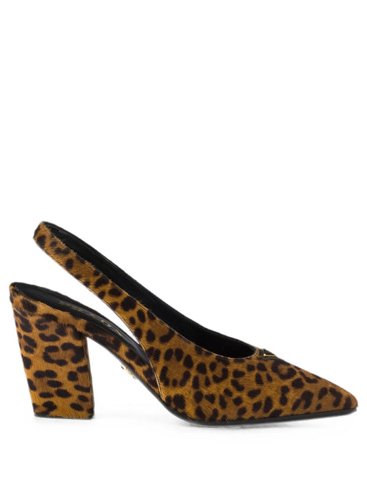 Prada Women Printed Calf Hair Slingback Pumps PRADA