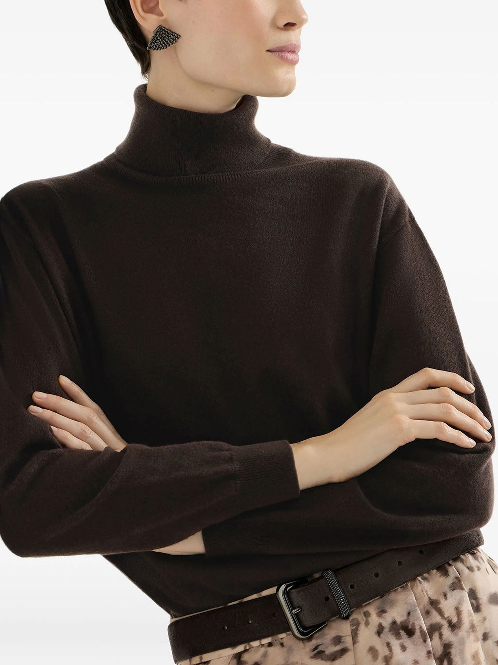 Brunello Cucinelli Women Maglia Collo Alto In Cashmere Con Monile BRUNELLO CUCINELLI