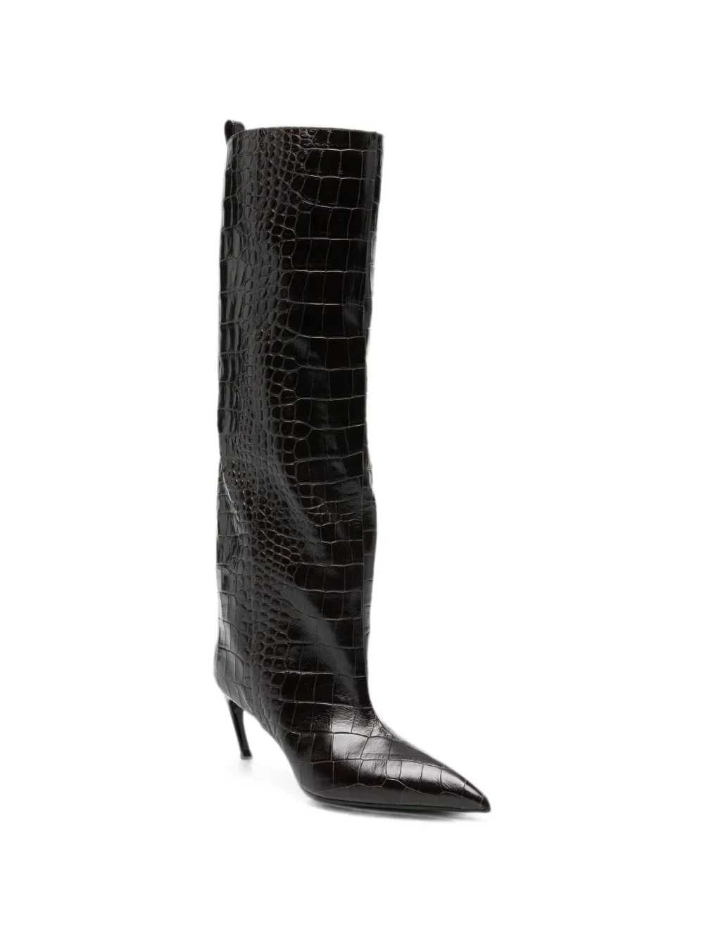 The Attico Women Lea Knee-High Boots With A Pointed Toe And Crocodile-Effect Toe