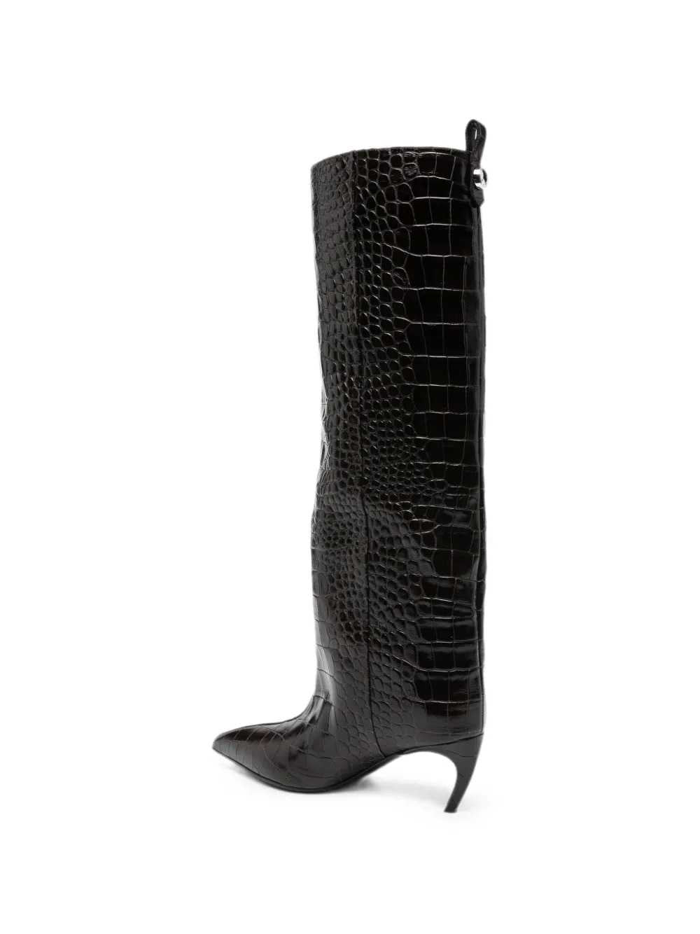 The Attico Women Lea Knee-High Boots With A Pointed Toe And Crocodile-Effect Toe