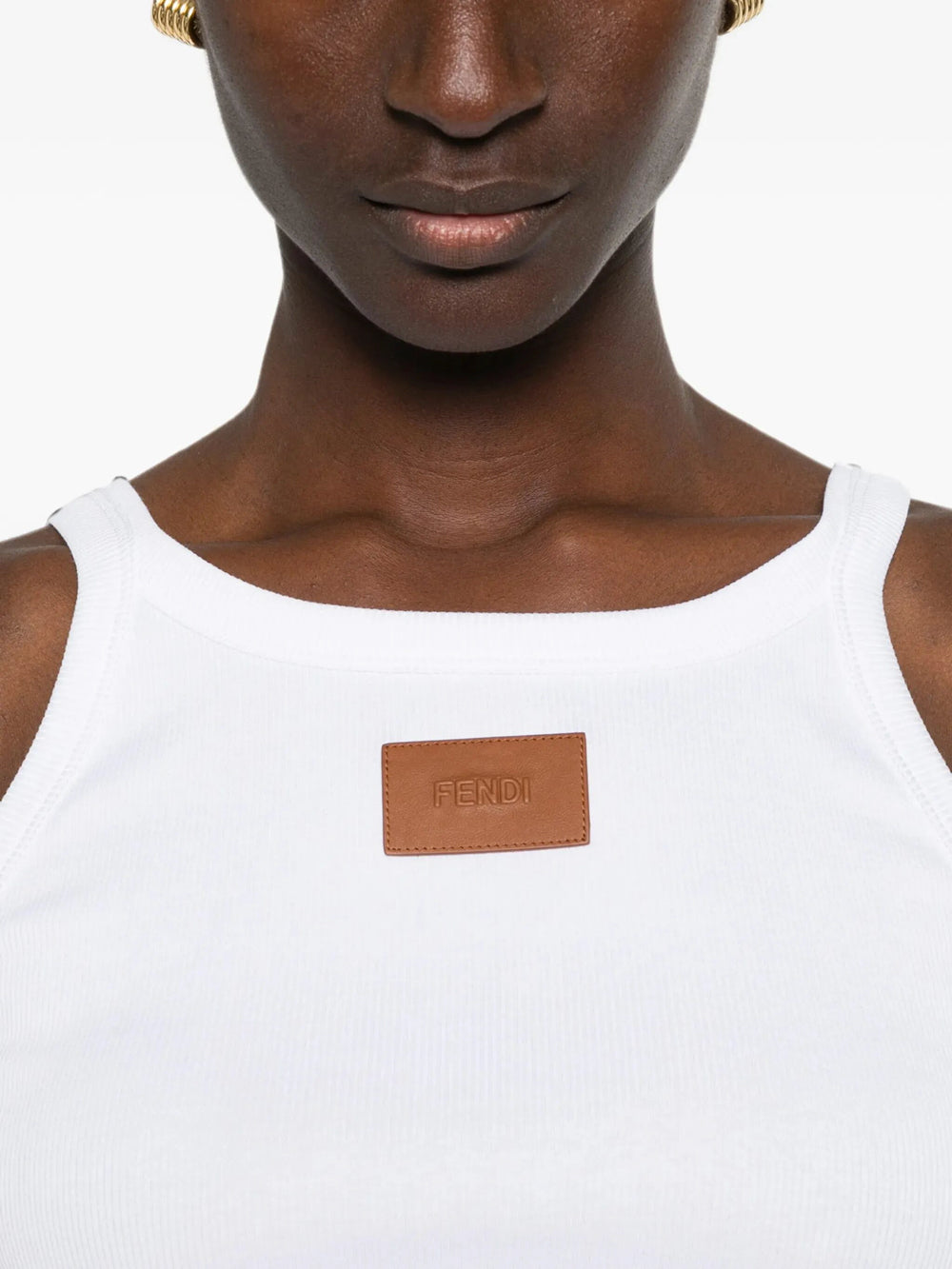 Fendi Women Fendi Ribs Top With Logo Embroidery FENDI