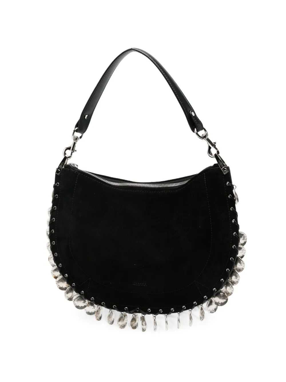 Marant Women Oskan Shoulder Bag In Soft Calf Suede With Medallions And Zipper. ISABEL MARANT