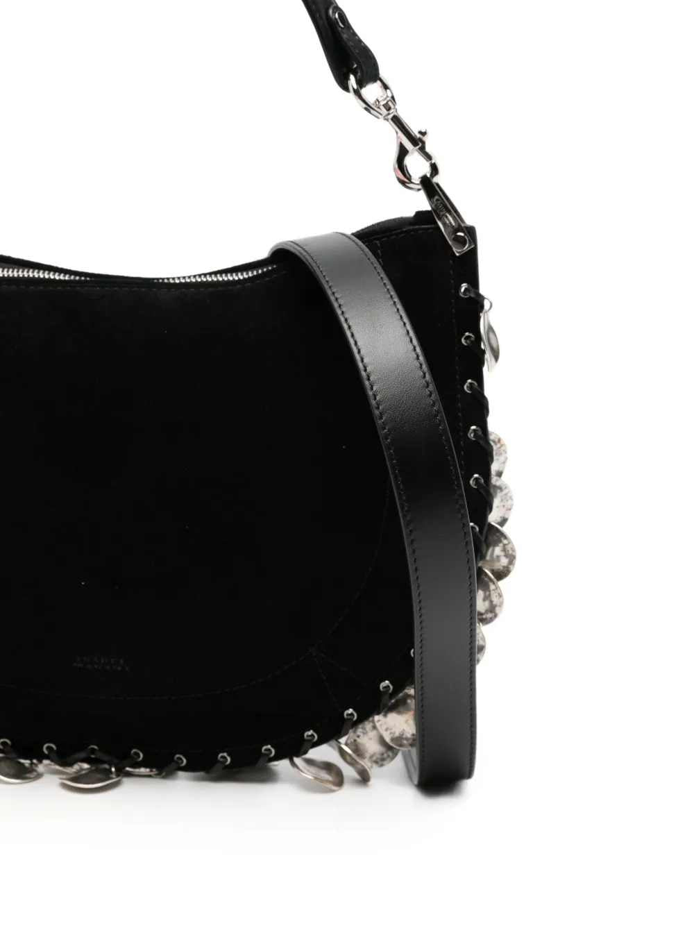 Marant Women Oskan Shoulder Bag In Soft Calf Suede With Medallions And Zipper. ISABEL MARANT