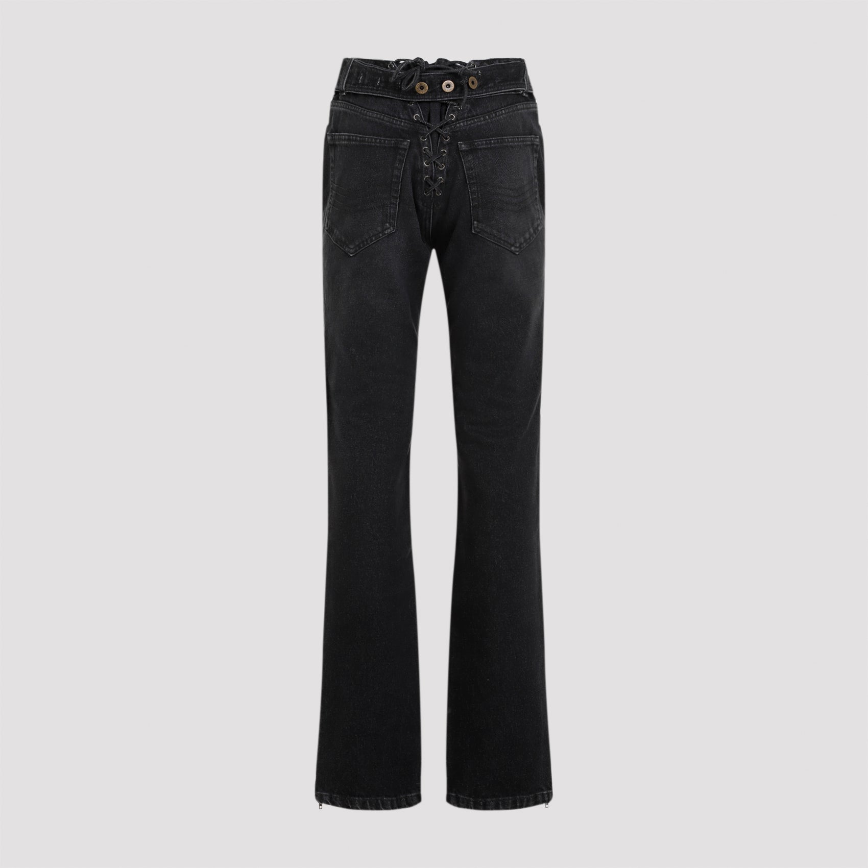 Jean Paul Gaultier Denim Jeans With Lacing And Knee Bonding Detail Women JEAN PAUL GAULTIER