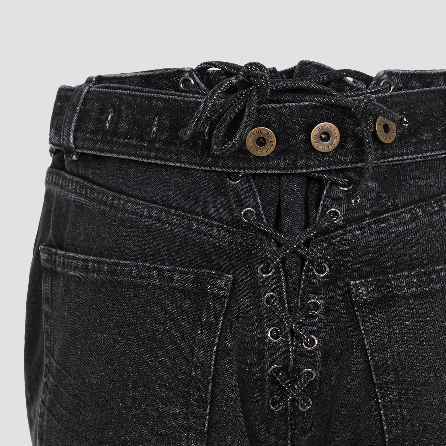 Jean Paul Gaultier Denim Jeans With Lacing And Knee Bonding Detail Women JEAN PAUL GAULTIER