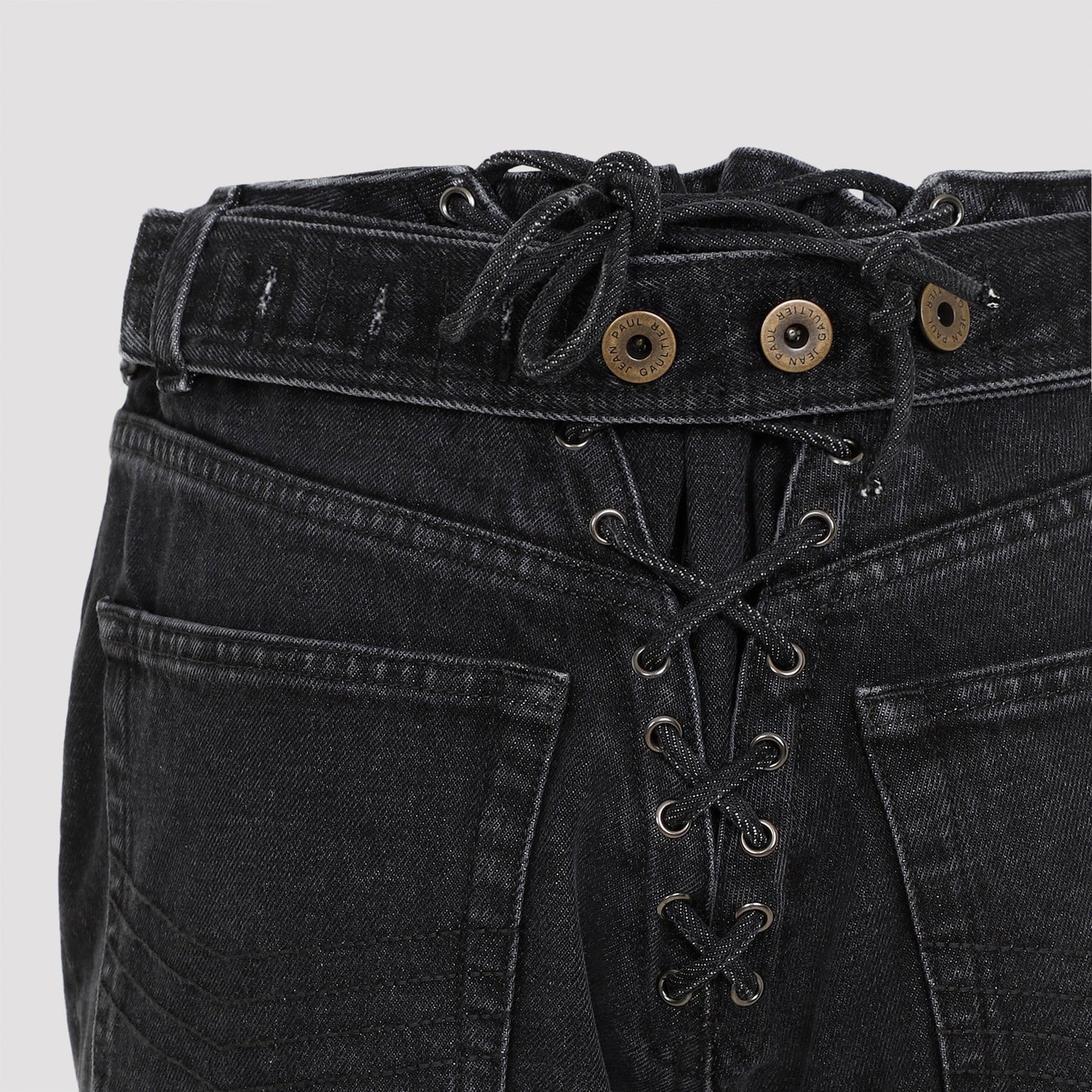 Jean Paul Gaultier Denim Jeans With Lacing And Knee Bonding Detail Women JEAN PAUL GAULTIER