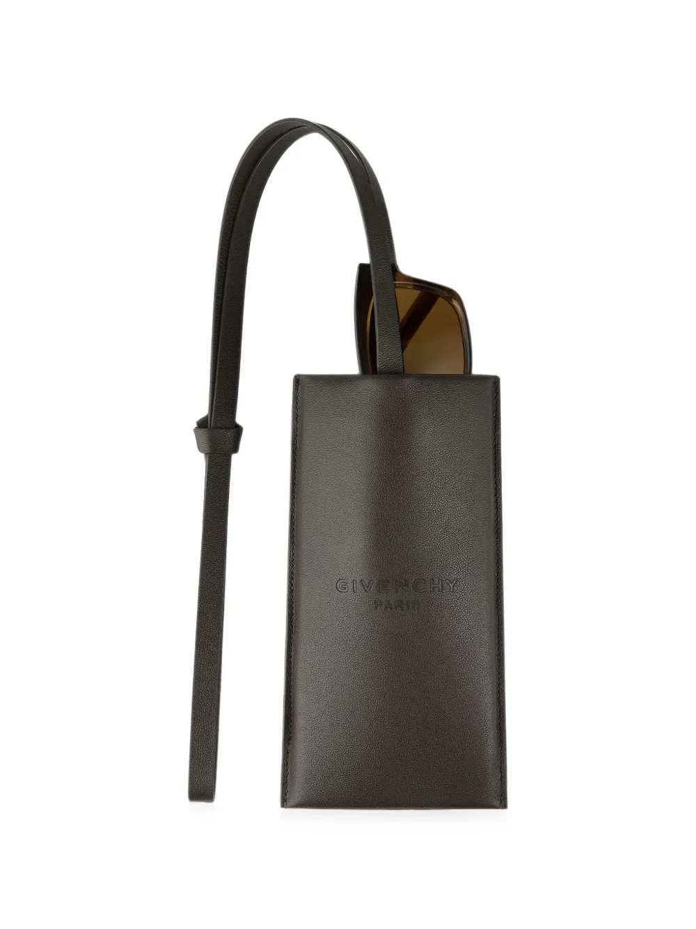 Givenchy Men Antigona Leather Sunglasses Case With Embossed Logo. GIVENCHY