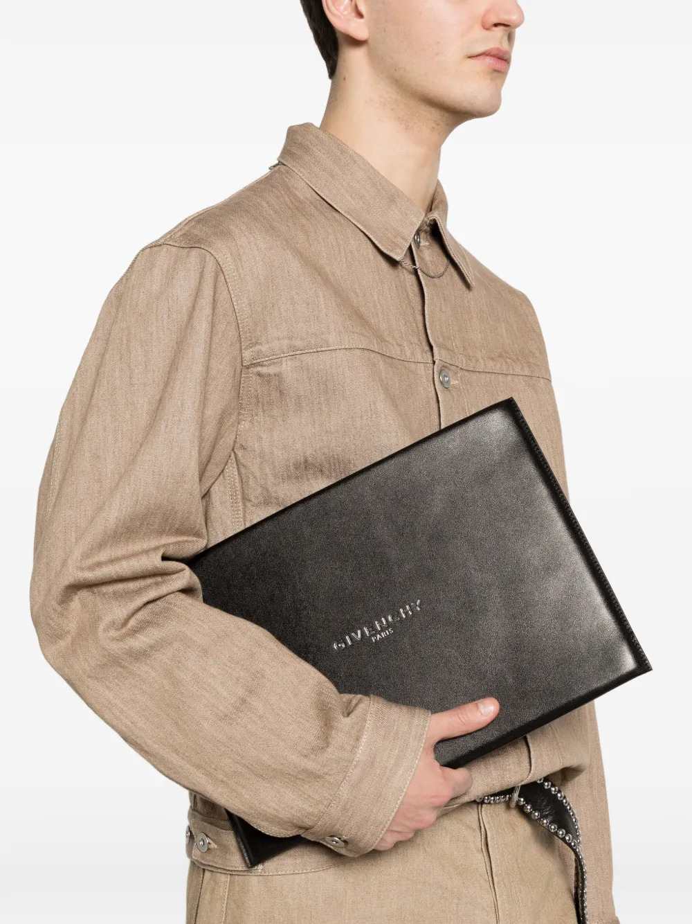 Givenchy Men Large Antigona Stamped Leather Clutch GIVENCHY