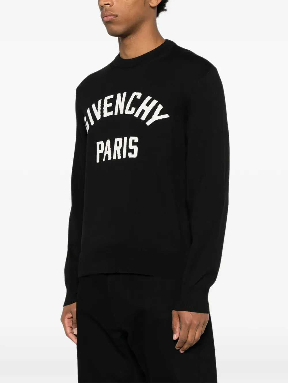 Givenchy Men Haute Couture Knit Sweater With Givenchy Paris Detail GIVENCHY