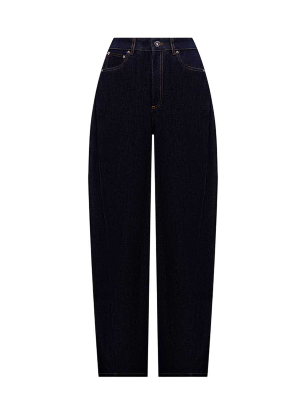 Givenchy Women Dark Blue Jeans With Logo Patch GIVENCHY