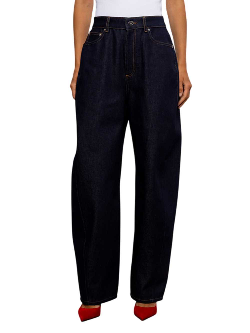 Givenchy Women Dark Blue Jeans With Logo Patch GIVENCHY