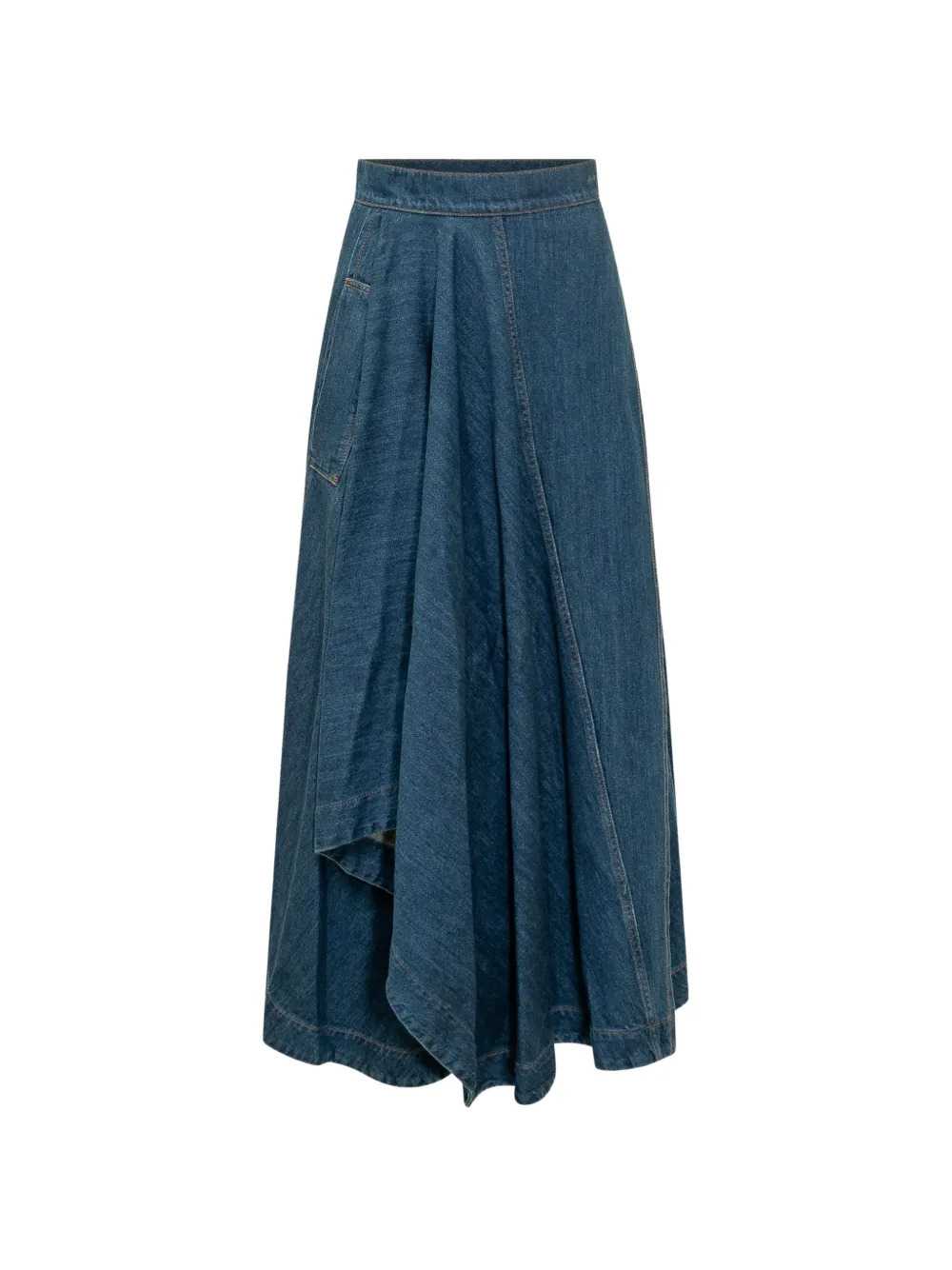 Givenchy Women Asymmetric Long Skirt In Medium-Blue Denim GIVENCHY
