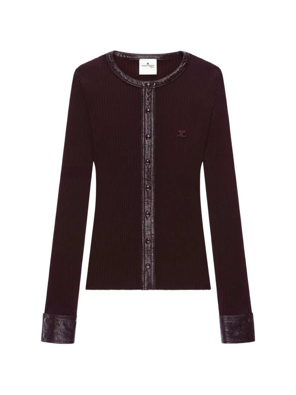 Courreges Women Ribbed Cardigan With Vinyl Trim COURREGES