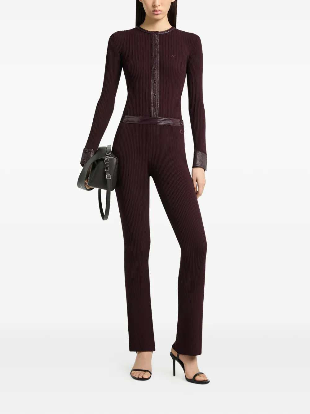 Courreges Women Ribbed Cardigan With Vinyl Trim COURREGES